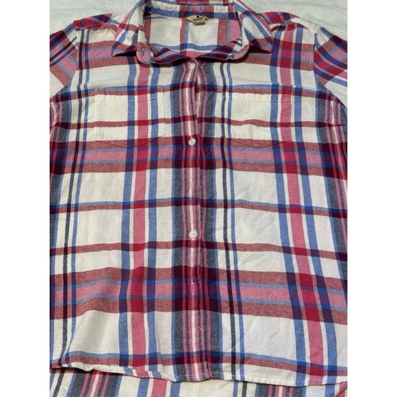 Woolrich‎ Women L Flannel Shirt Red Blue White Plaid Cotton Long Sleeve HLT0669S - Picture 2 of 9